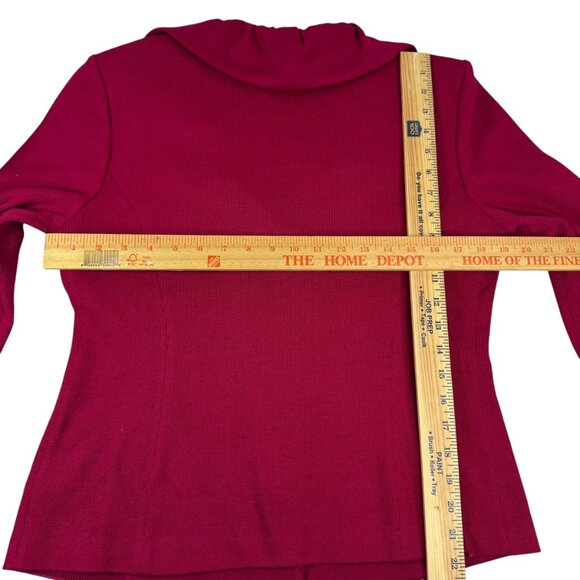 St. John Evening Raspberry Red Knit Jacket Size 10 | Rhinestone Button Blazer - Picture 9 of 10